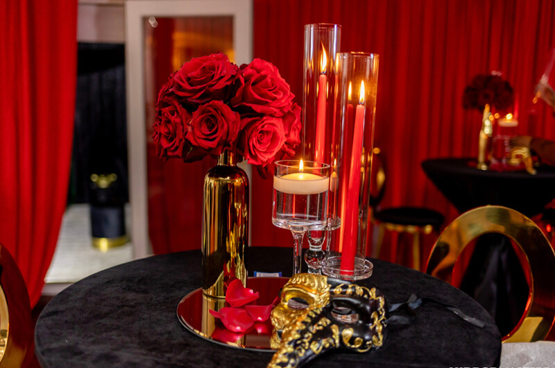 Red / floating candle rose centerpiece